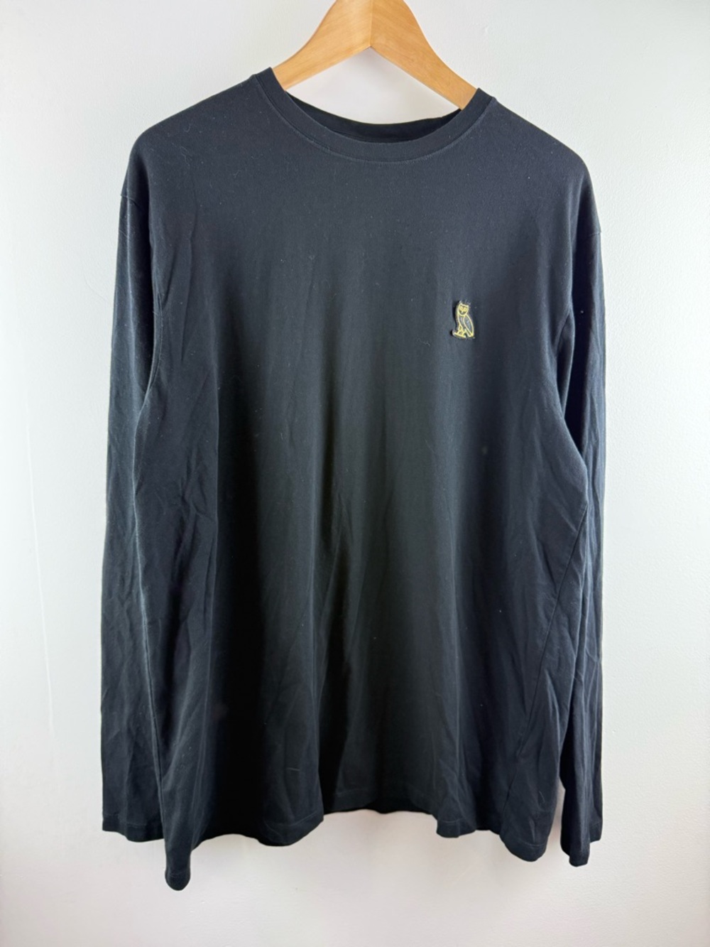 OVO October’s Very Own Black Long Sleeve Essential Owl Tee XL